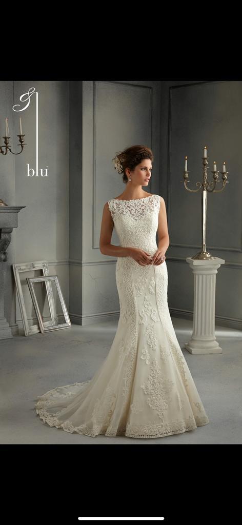 Kanten trouwjurk 36/38 mori lee, Kleding | Dames, Trouwkleding en Trouwaccessoires, Gedragen, Trouwjurk, Wit, Ophalen of Verzenden