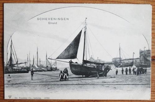 Antiek: Scheveningen Strand, oude vissersboten / bomschuiten, Verzamelen, Ansichtkaarten | Nederland, Zuid-Holland, Voor 1920