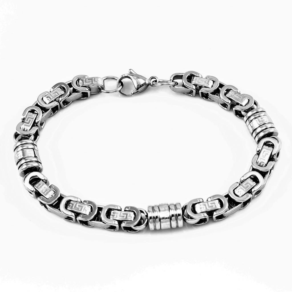 Byzantijnse Armband Heren Stalen Zilver Kleur Koningsarmband, Staal, Birgitta-Gracht 33, 6465 EL Kerkrade, Nederland, Verzenden
