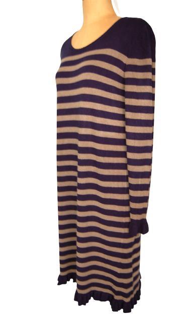 Riani gestreepte jurk, blauw/camel, Mt. 38 / M, Kleding | Dames, Jurken, Zo goed als nieuw, Maat 38/40 (M), Overige kleuren, Knielengte