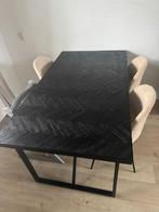 Mooie teakhouten eettafel zwart, Ophalen, Teakhout, 50 tot 100 cm, Zo goed als nieuw