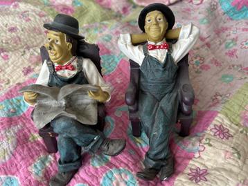 Laurel & Hardy Beelden - 15cm - Mooie Staat! beschikbaar voor biedingen