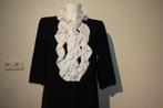Boutique Moschino zwarte jurk witte ruffels knopen D38, Maat 38/40 (M), Verzenden, Zwart, Moschino