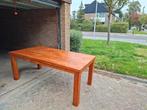 Teakhouten eettafel met 6 HVS leren design stoelen, Ophalen, Gebruikt, Teakhout, 200 cm of meer