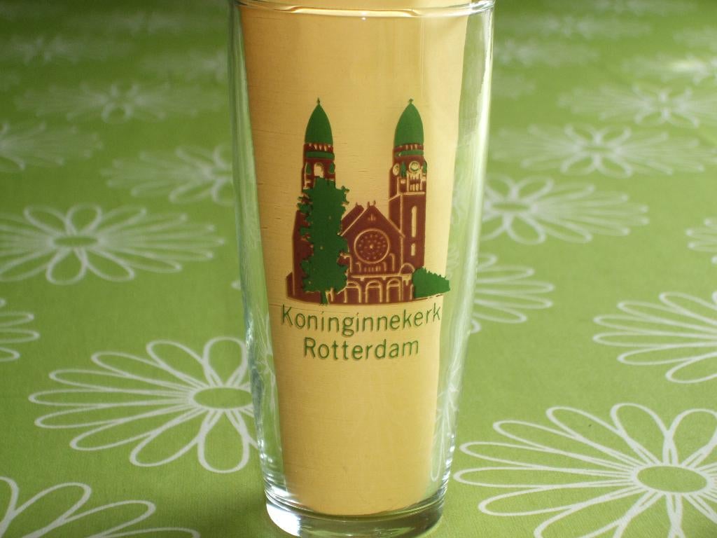 Vintage Koninginnekerk Rotterdam bierglas, Ophalen of Verzenden, Zo goed als nieuw