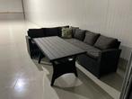 Zwarte dining tuinset met uitwasbare kussens, Tuin en Terras, Tuinsets en Loungesets, Gebruikt, Eettafel, ., 6 zitplaatsen