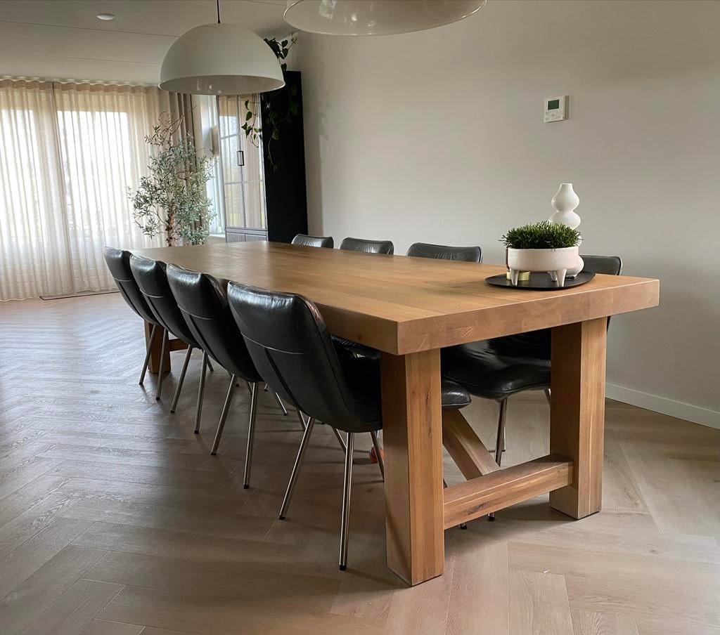 8 eetkamerstoelen, antraciet leer, House of Mayflower, Ophalen, Gebruikt, Leer, Grijs