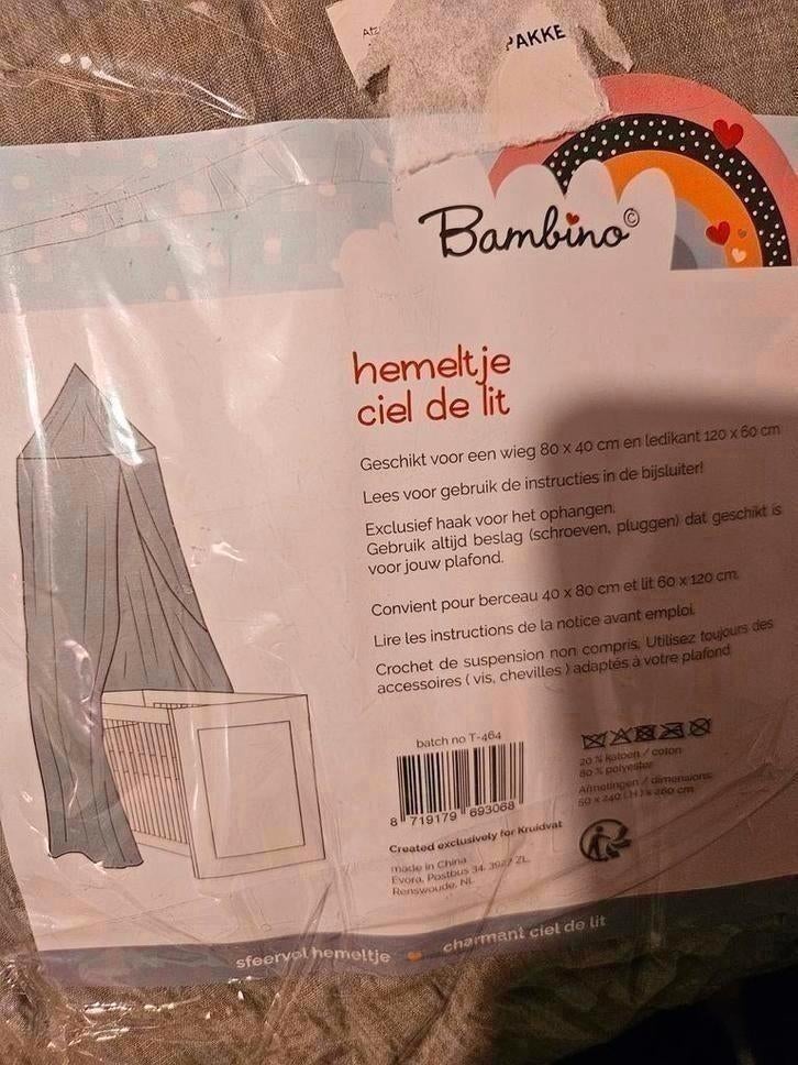 Nieuwe grijze beige taupe kleurige bambino hemeltje, Ophalen of Verzenden, Nieuw, Overige typen