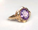 Vintage 9k gouden ring amethist maat 17,5, Gebruikt, Paars, Ophalen of Verzenden, 17 tot 18