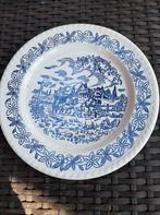 Antiek bord met blauw decor, Luneville France, Ophalen of Verzenden