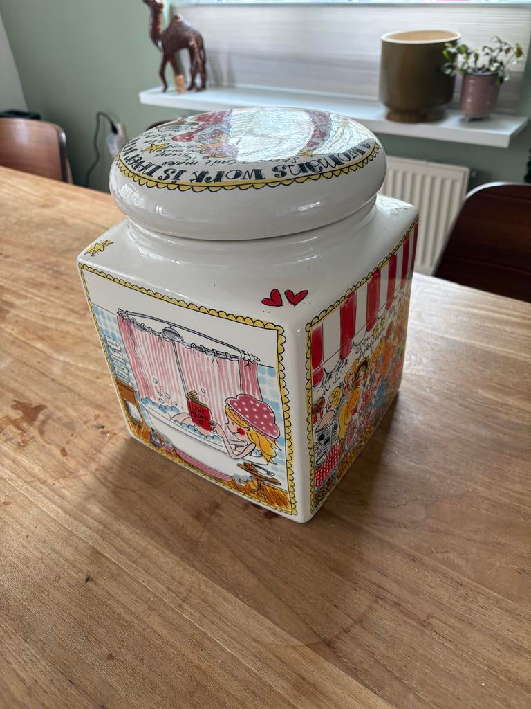 Blond Amsterdam voorraadpot, Zo goed als nieuw, Voorraadpot, Steen/keramiek, Meerkleurig