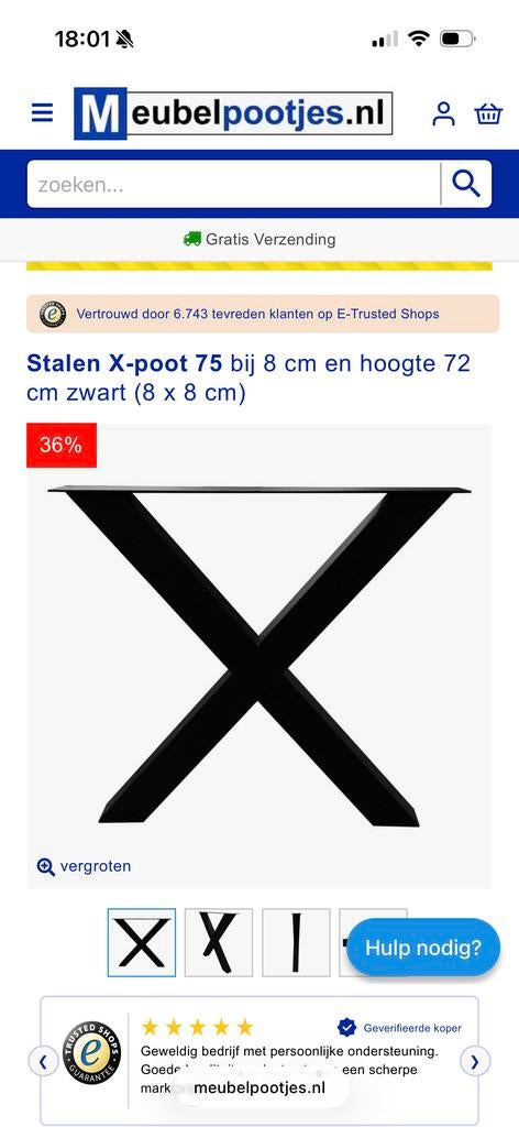 Kruispoot ( tafel ), Huis en Inrichting, Tafelonderdelen, Tafelpoot, Gebruikt, 50 tot 100 cm, Ophalen of Verzenden