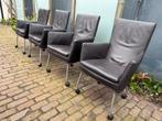 4 Label Donna Rock stoelen donker bruin leer, Ophalen, Bruin, Leer, Vier