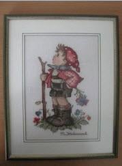 3 mooi geborduurde schilderijtjes met Hummeltjes, Minder dan 50 cm, Ophalen of Verzenden, Zo goed als nieuw, Schilderij