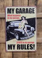 My garage My rules pinup auto reclamebord van metaal deco, Info@deconoord.nl, Deco Noord, Nieuw, Ophalen of Verzenden