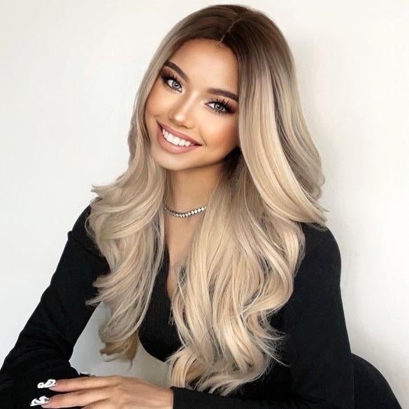 Pruik blond lang haar met grove slagen model Tara, Verzenden, Nieuw, Pruik of Haarverlenging