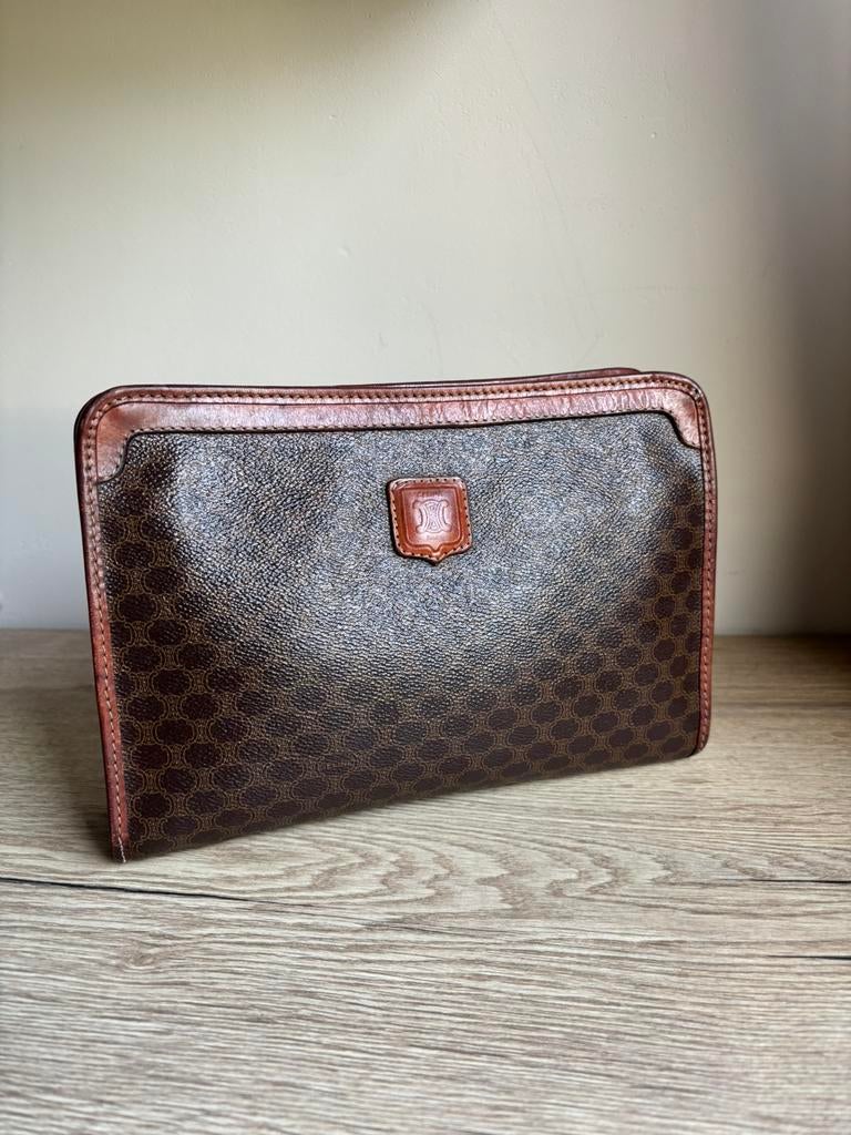 Vintage Céline Paris Clutch – Designer Tas, Ophalen of Verzenden, Zo goed als nieuw, Bruin