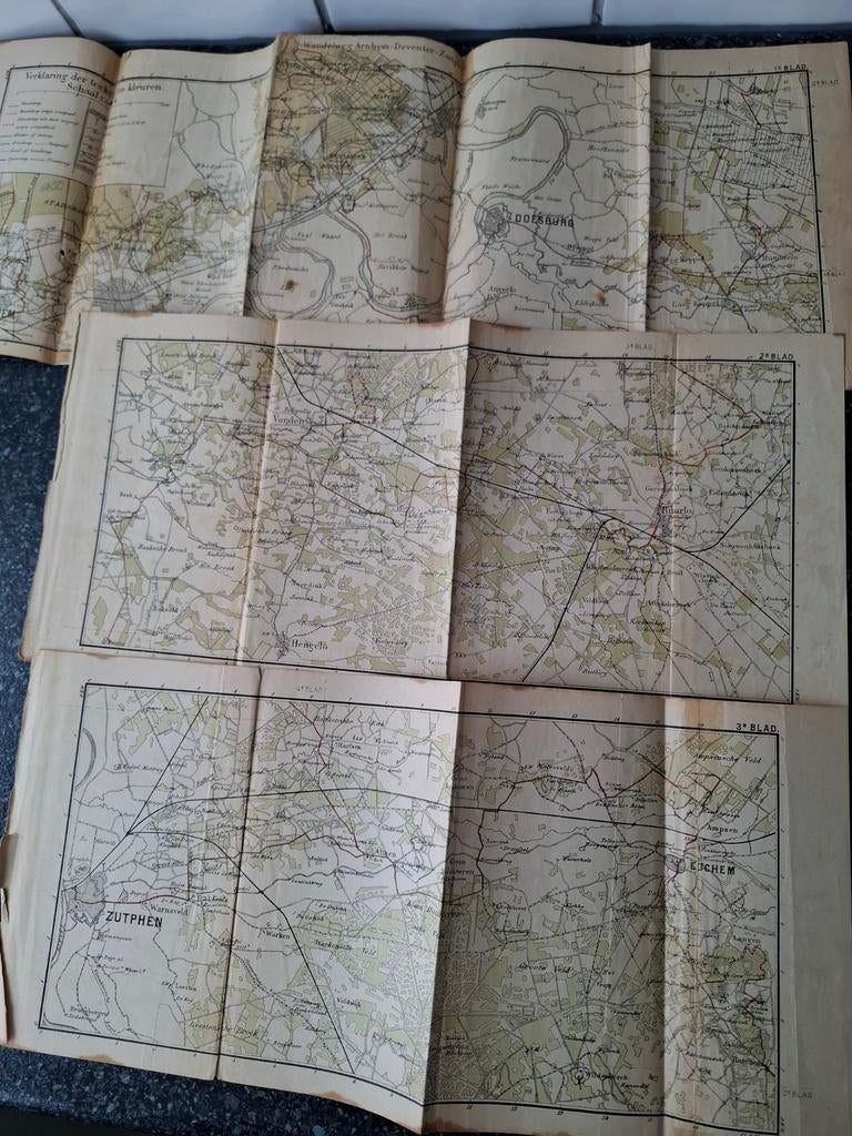 Gelderland blad 1-4, 7-9, Boeken, Atlassen en Landkaarten, Gelezen, Ophalen of Verzenden, Landkaart, 1800 tot 2000