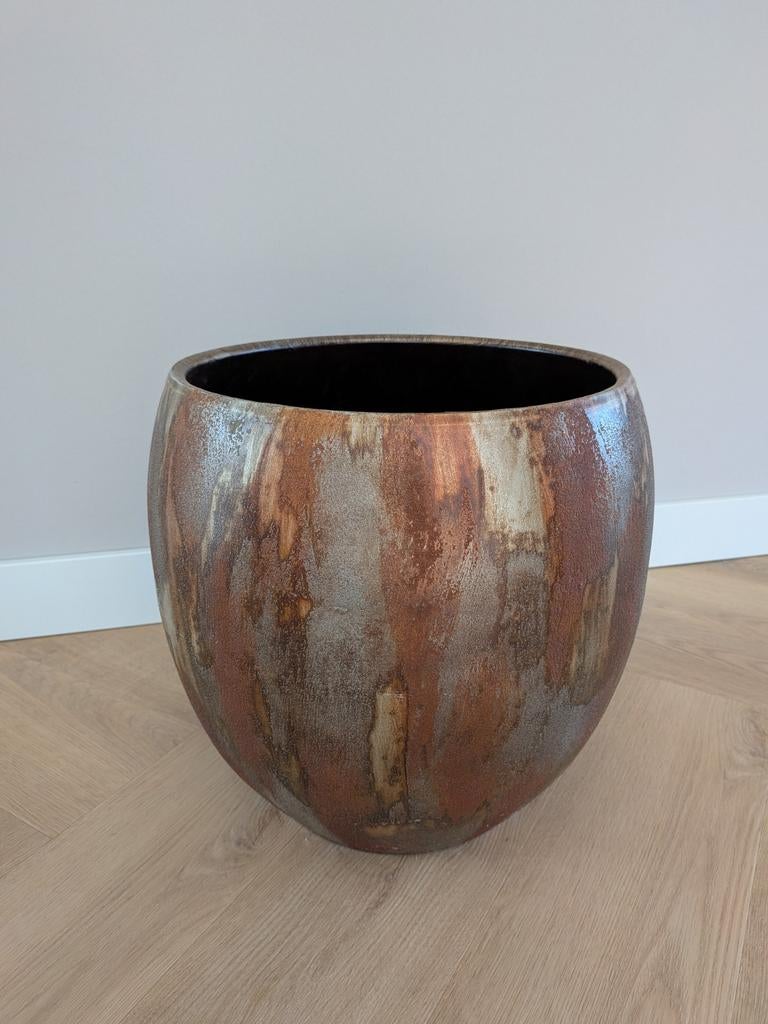 Grote roestkleurige plantenpot bloempot, Tuin en Terras, Bloempotten, Ophalen, Rond, Zo goed als nieuw, Aardewerk
