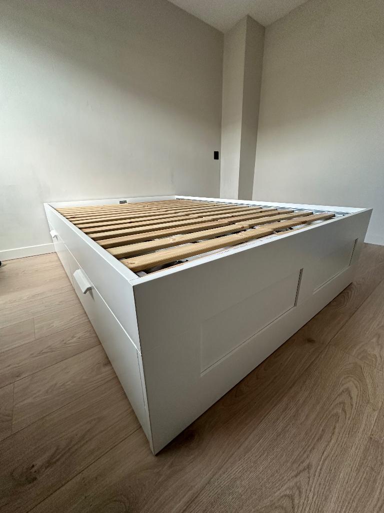 IKEA BRIMNES BED WIT 140x200, Huis en Inrichting, Slaapkamer | Bedden, Ophalen, Gebruikt, Wit, Tweepersoons