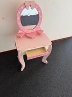 Leuke roze houten kaptafel voor kinderen met spiegel en lade, Ophalen, Gebruikt, Hout
