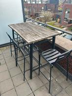 Bartafel met 4 krukken, Ophalen, Gebruikt, Rechthoekig, Hout