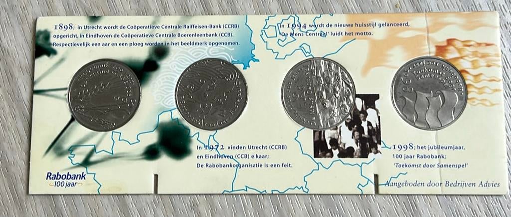 Muntenset 100 jaar rabobank, Postzegels en Munten, Munten | Nederland, Ophalen of Verzenden, Koningin Beatrix, Overige waardes