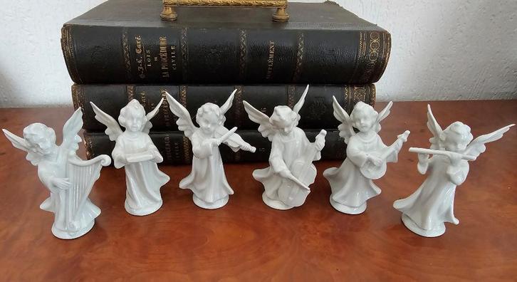 6 oude ROSENTHAL Porselein ENGELTJES muziekinstrumenten, Antiek en Kunst, Antiek | Porselein, Ophalen of Verzenden