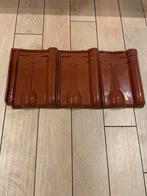 Kruispan lichtbruin verglaasd (Monier), Doe-het-zelf en Verbouw, Dakpannen en Dakbedekking, Ophalen, Steen of Klei, Zwart, Minder dan 5 m²