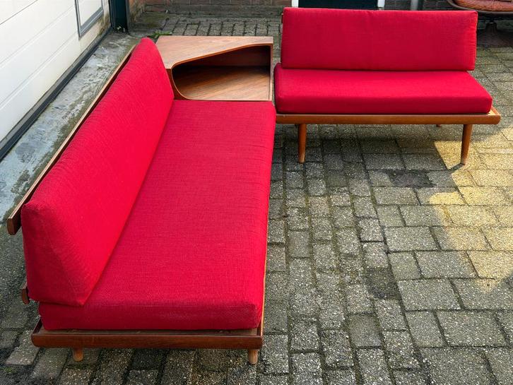Gustav Bahus Teak Sofa Daybed Slaapbank Vintage Deens Design, Huis en Inrichting, Banken | Complete zithoeken, Gebruikt, Hout