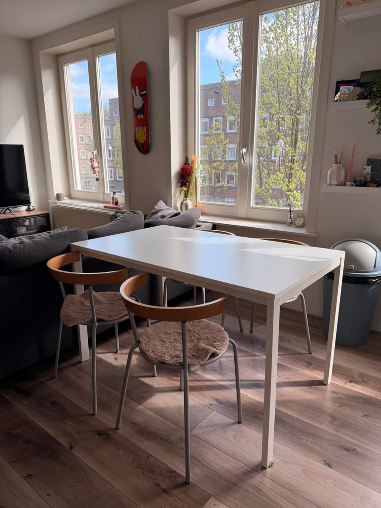 Melltorp ikea tafel wit, Huis en Inrichting, Ophalen, Zo goed als nieuw, Rechthoekig, 50 tot 100 cm