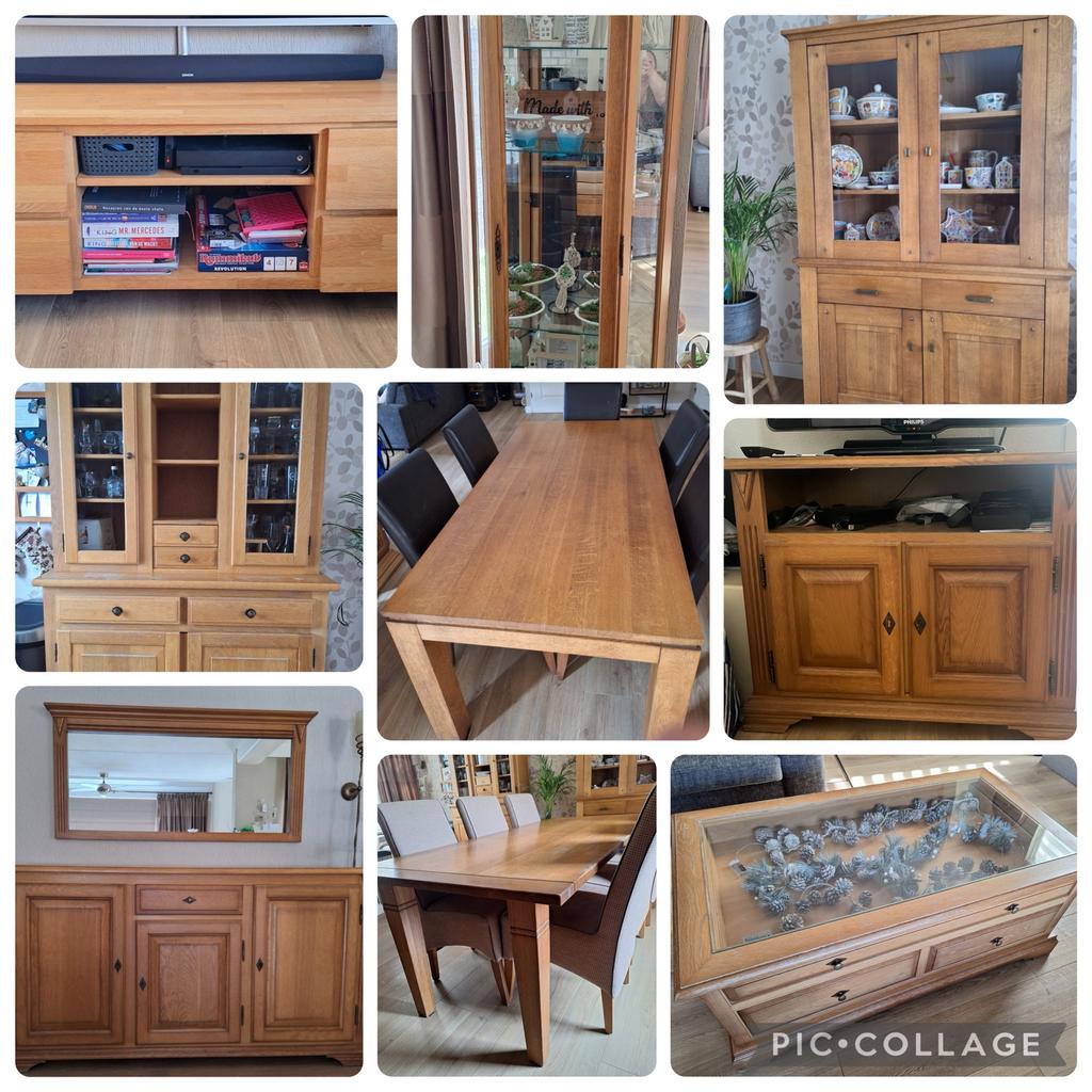 Blank eiken meubelen - buffetkasten/dressoir/tafels/stoelen, Ophalen