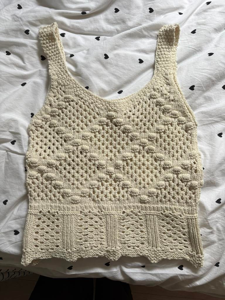 Gehaakt hempje crème, Beige, Ophalen of Verzenden, Zo goed als nieuw, Zonder mouw