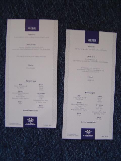 economie menu kaarten Air Serbia, Ophalen of Verzenden, Zo goed als nieuw, Kaart, Foto of Prent