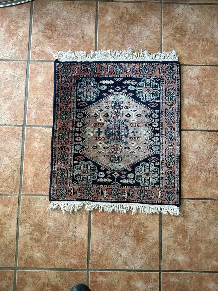 Decoratief tapijtje met oosters patroon, Minder dan 50 cm, Gebruikt, 50 tot 100 cm, Blauw