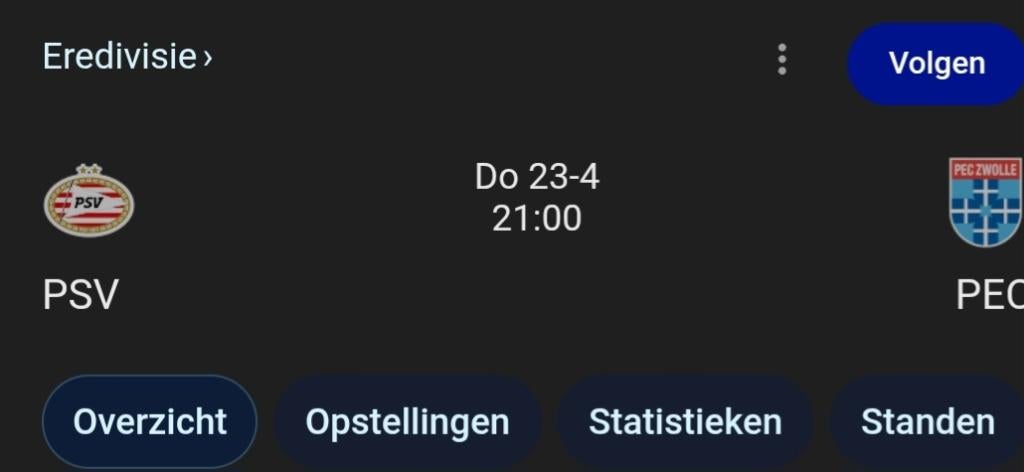 PSV Eindhoven - PEC Zwolle 2 kaarten naast elkaar vak NN, Losse kaart, Twee personen, April