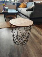 Bijzettafel met opbergmand - Rond, hout en metaal, Ophalen, Minder dan 45 cm, Minder dan 55 cm, Gebruikt