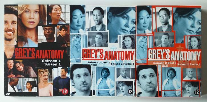 Grey's Anatomy: Seizoen 1 & 2 (2005 - 2006) *10 DVD, Cd's en Dvd's, Dvd's | Tv en Series, Zo goed als nieuw, Drama, Vanaf 12 jaar