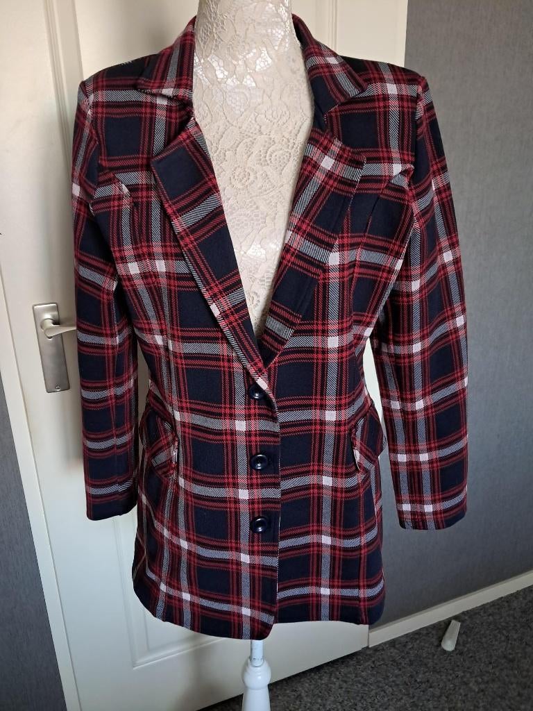 Blazer jasje ZIZO Maat : 42 Kleur : Zwart Rood geruit NIEUW, Zizo, Zwart, Maat 42/44 (L), Nieuw