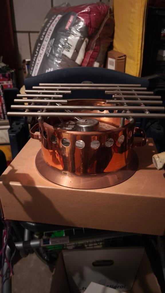 Koperen tafelblad brander met RVS grillrooster nieuw, Ophalen of Verzenden, Gebruikt, 4 t/m 7 personen