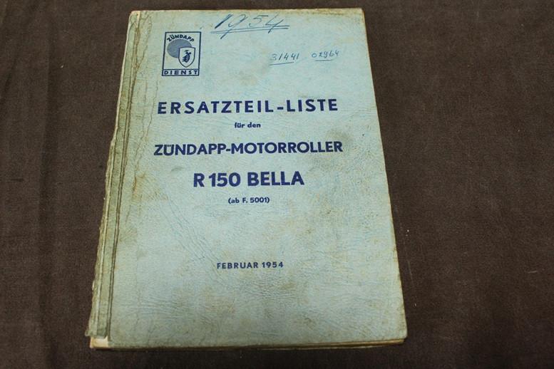 Zündapp R150 Bella motorroller 1954 ersatzteil liste scooter, Ophalen of Verzenden, Overige merken