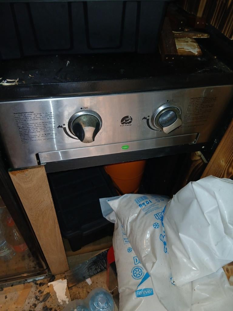 Gas bak plaat inc volle fles 2033, Tuin en Terras, Ophalen, Gebruikt