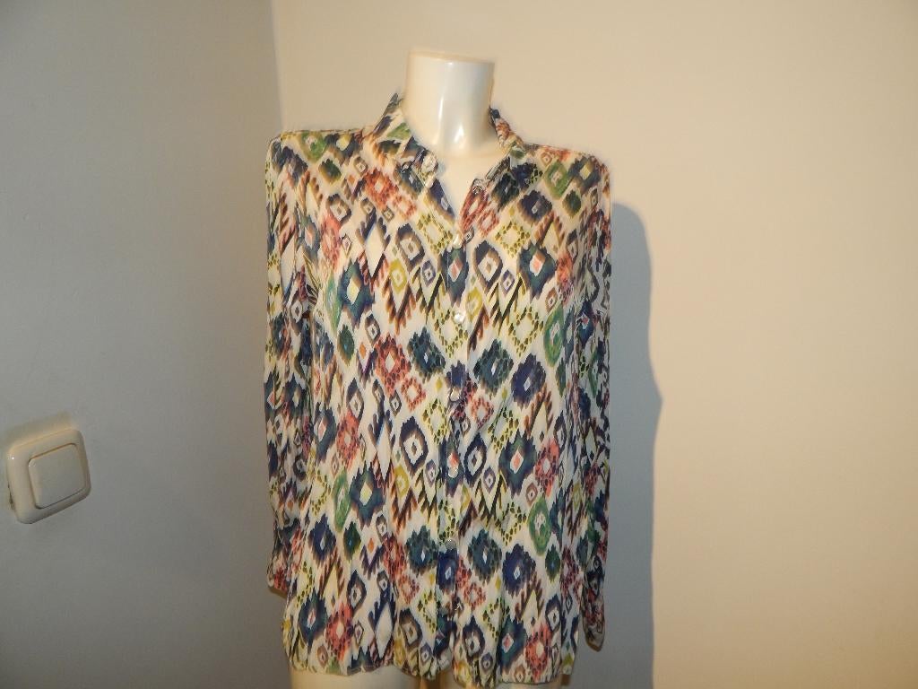 POM Amsterdam kleurrijke print voorjaars blouse drukkers 40