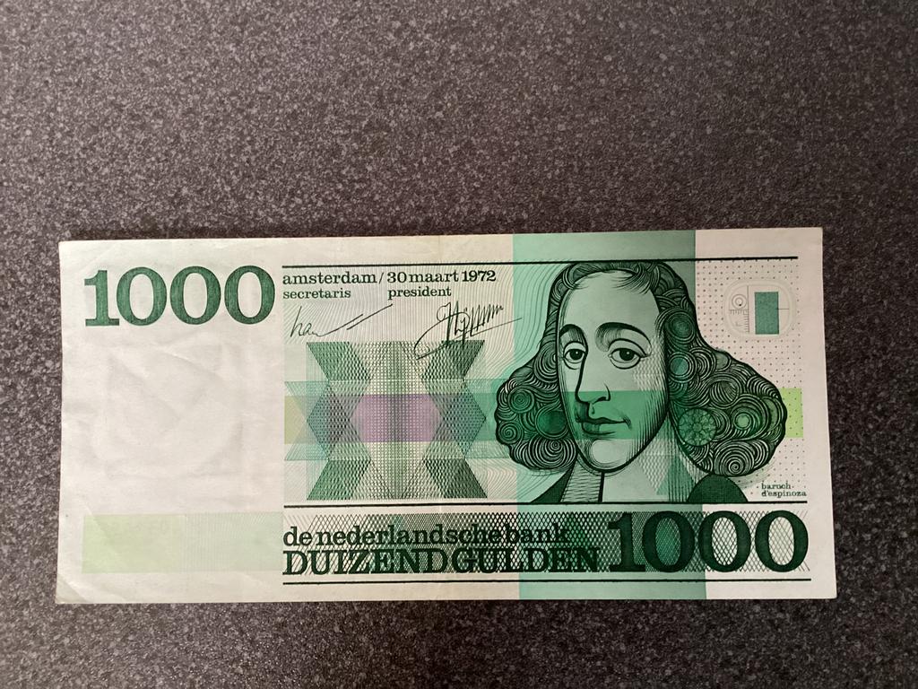 1000 gulden 1972 spinoza prachtig!, Postzegels en Munten, Bankbiljetten | Nederland, Ophalen of Verzenden, 1000 gulden