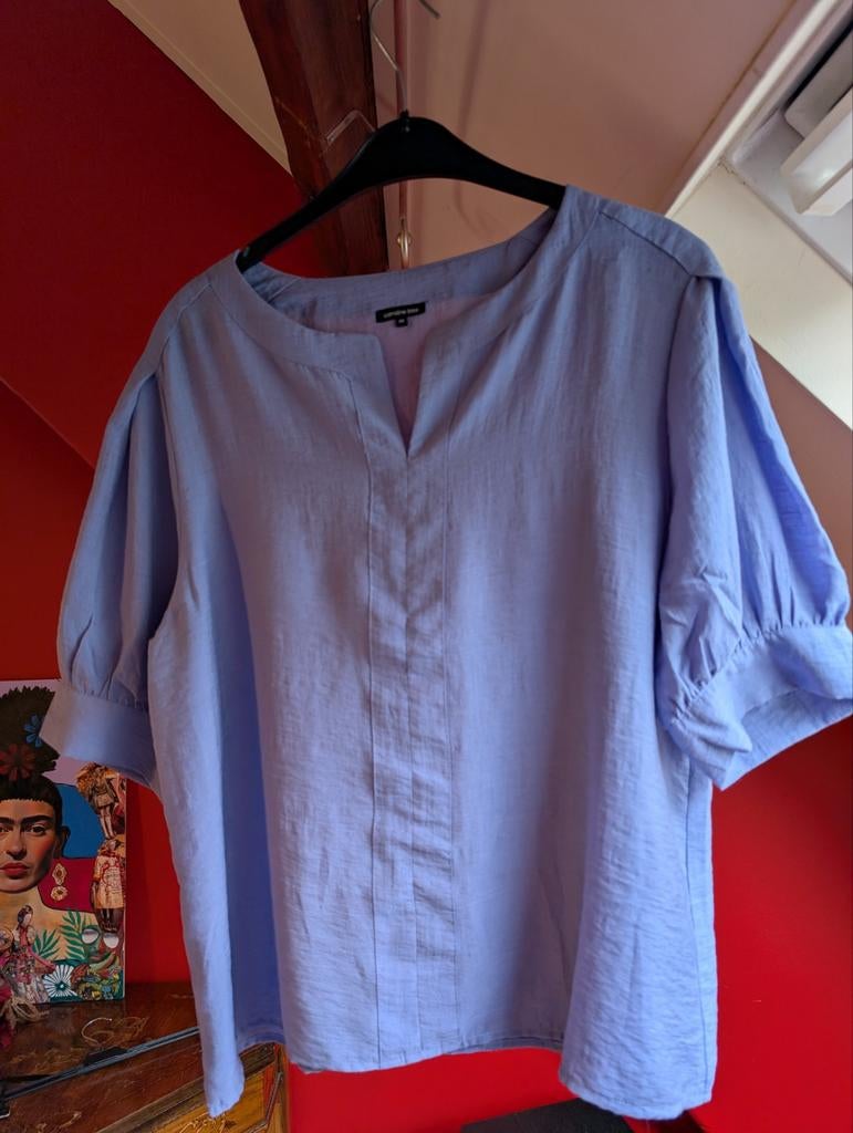 Caroline Biss lavendel blouse maat 40 met pofmouwen, Maat 38/40 (M), Paars, Ophalen of Verzenden, Zo goed als nieuw