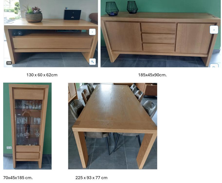 Massieve eiken Eettafel, dressoir, tv kast, vitrinekast., Huis en Inrichting, Complete inboedels, Ophalen