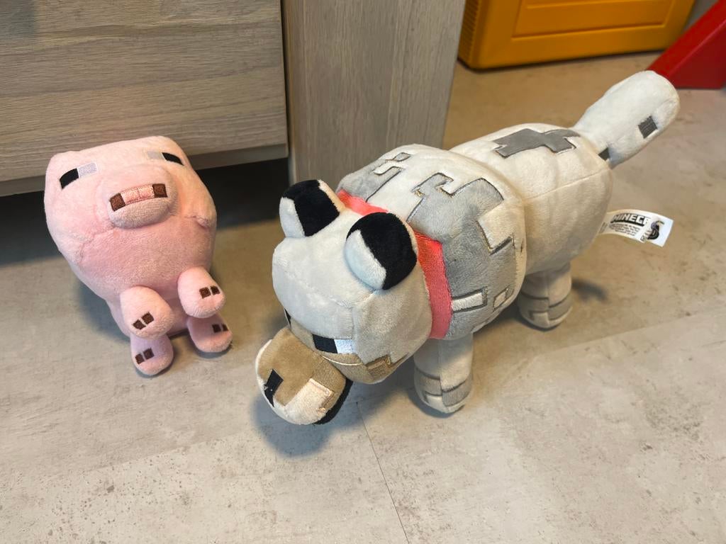 Minecraft Knuffels: Varken en Wolf, Kinderen en Baby's, Speelgoed | Knuffels en Pluche, Overige karakters, Overige typen, Ophalen of Verzenden
