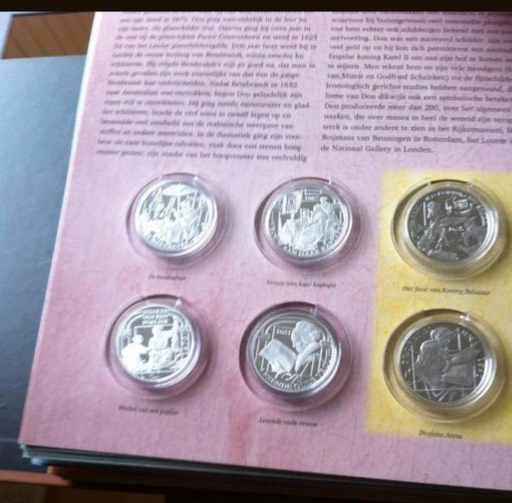 REMBRANDT VAN RIJN EN ZIJN LEERLINGEN ZILVER ZEGELS KN 27, Postzegels en Munten, Munten | Nederland, Setje, Overige waardes, Koningin Wilhelmina