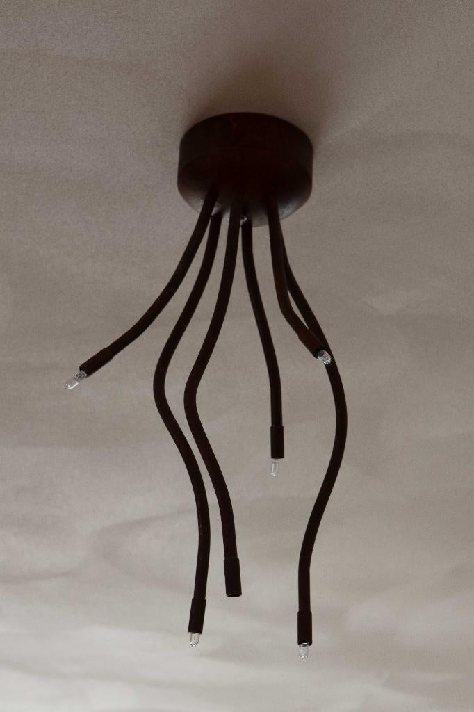 (nr.273) Roestbruine plafonlamp met 6 kleine lichtpunten, Ophalen, Gebruikt, Metaal