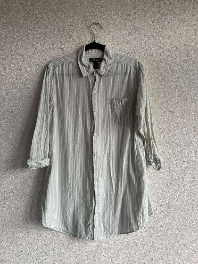 Vintage Y2K Ralph Lauren groen gestreept overhemd, Maat 38/40 (M), Ophalen of Verzenden, Zo goed als nieuw, Ralph Lauren